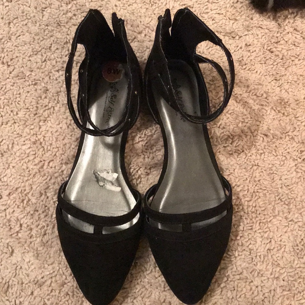 Black zip up flats
